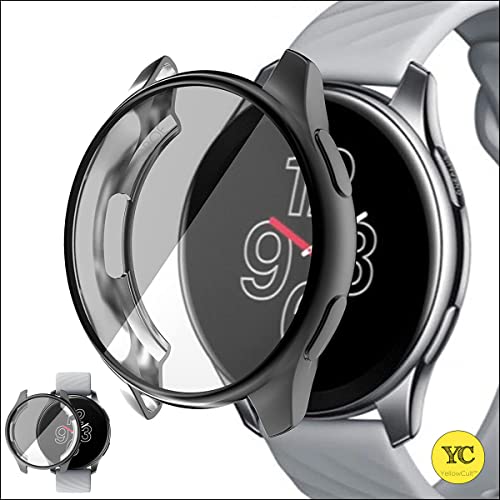 Image of YellowCult Engineered Soft TPU Cover Case for OnePlus Smart Watch (Body & Glass Protection|Flexible|Silicone|Moon Black) - Case Only