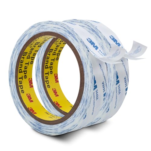 3M Double Coated Tissue Tape 9448A 0.75"×32.8Ft 2 Pack | Strong Adhesive Sticky Tape Translucent Removable for Foam Art Craft Nameplate Bonding