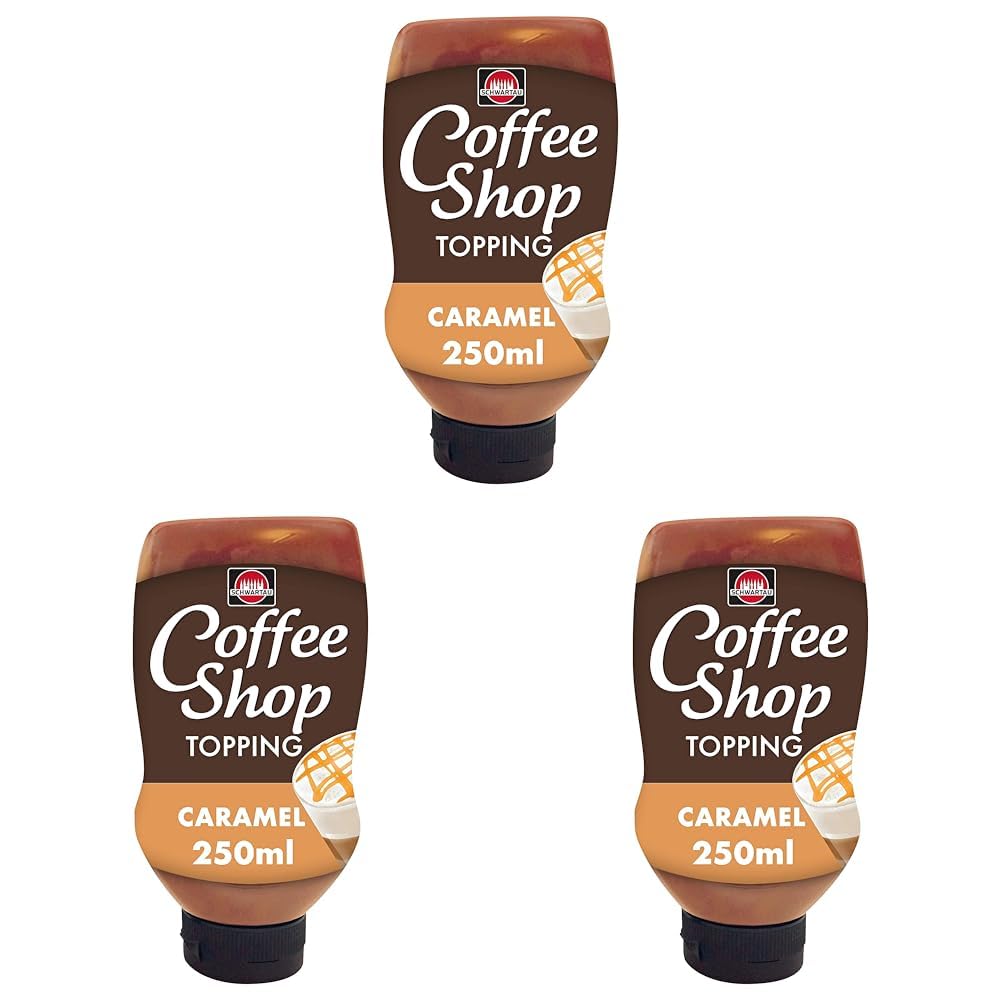 Schwartau Coffee Shop Caramel, Topping zum Verfeinern von Kaffeespezialitäten, 250ml (Packung mit 3)