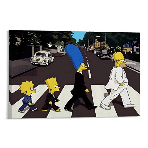LIULANG Beatles Abbey Road Parody Impression sur toile pour chambre familiale moderne 20 x 30 cm - Les Beatles, Paul McCartney, John Lennon, RIngo Starr, George Harrison LIULANG Beatles Abbey Road Parody Impression sur toile pour chambre familiale moderne 20 x 30 cm