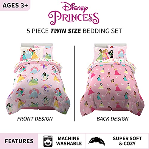 Franco Kids Bedding Super Soft Comforter And Sheet Set With Sham, 5 Piece Twin Size, Disney Princess #TOP2