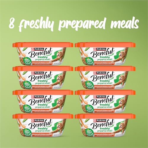 Purina Beneful Dog Food Freshly Prepared Meals Simmered Chicken Medley with Carrots, Green Beans, and Wild Rice - (Pack of 8) 10 oz. Tubs