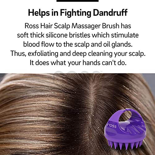 Image of Ross Hair Scalp Manual Massager Shampoo Hair Brush with Soft Silicone Bristles for Anti Dandruff, Exfoliating with Scalp Care, Purple