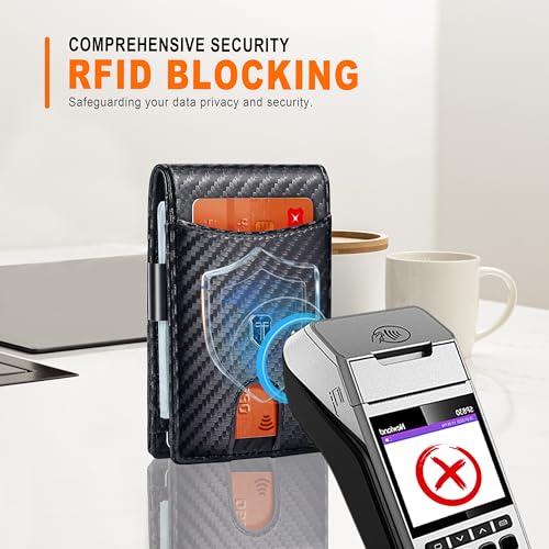 Gostwo Slim Wallet for Men Minimalist Front Pocket Bifold Wallet ID Window Card Case with Money Clip Thin Credit Card Holder3