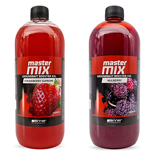 Tandem Baits Karpfen Futter Angelfutter Attraktor Master Mix Groundbait Booster XXL 2-er Set 1000 ml Frucht Mix