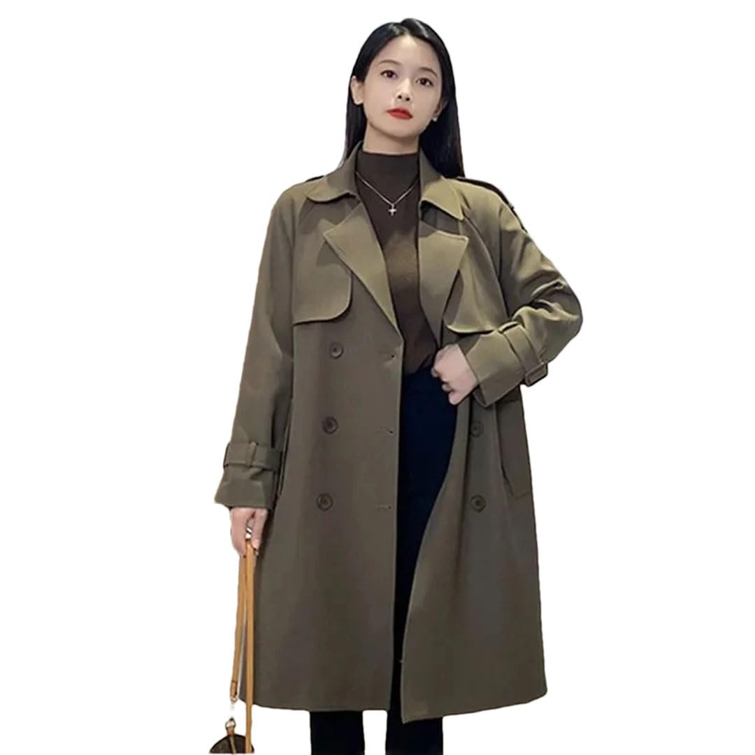 Trench da donna marrone Temperamento Giacca a vento di media lunghezza Giacca allentata