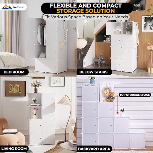 Image of CoolLeaf Plastic Wardrobe for Bedroom, 8-Doors Baby Cupboard for Bedroom, Collapsible Wardrobe for Kids, Durable, Portable Almirah Plastic for Baby Clothes /Toys,Fitting for Kids Room, Nursery-White
