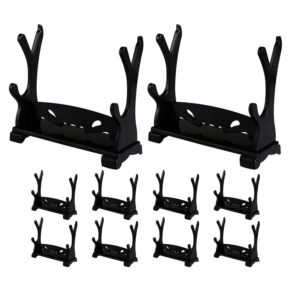 BESTOYARD Sword Stand Katanas Holder Stand, 10pcs Samurai Sword Holder Desktop Hanger Gladiator Sword Display Shelf Wall Mount Rack Bracket for Lightsaber Wand Stand