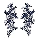 HOBBIESAY 2 Paar Blumenstickerei Spitzenapplikationen In Marineblau Polyester Blumenaufnäher Näharbeiten Dekoration Applikationen Reparaturflicken Für Hochzeitskleid Kleid Mieder Kostüm Kleidung
