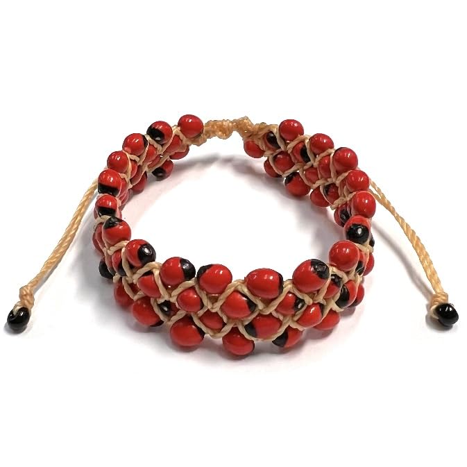 Pulsera de Peonia Ajustable, Peony Seeds Bracelet Adjustable String, Huayruro Seeds Bracelet2
