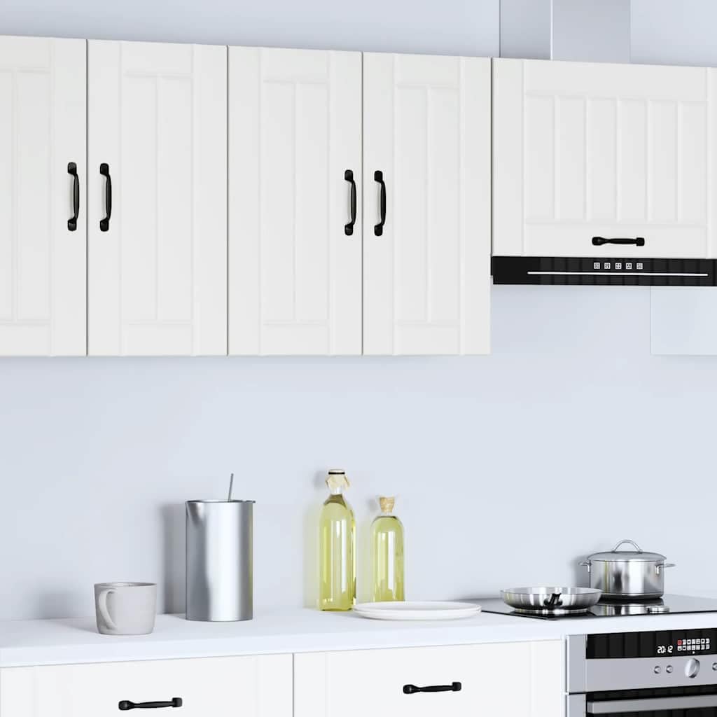 Armadietto da cucina Lucca bianco in legno con ante in vetro, 60 x 31 x 60 cm, spazio e montaggio a parete, per ordine in cucina, sala da pranzo, dispensa, salvaspazio e facile da pulire