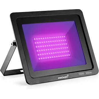 Everbeam 365nm 100W UV LED Black Light - High Performance LED Lamps, IP66 Waterproof - Ultraviolet Flood Light for Aquarium, 