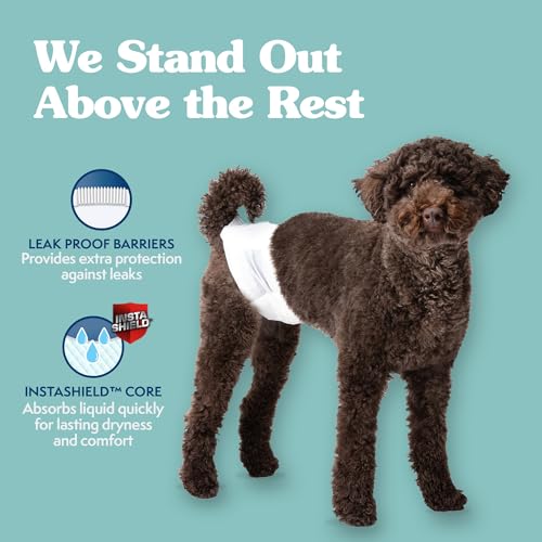 Image of Simple Solution Disposable Male Wraps, Absorbent Leak Proof Belly Bands for Dogs,Incontinence Aid,Puppy Training,Marking Control, and Travel Protection,Medium Dogs, 15-23 inch Waist,30 Count(Pack of 4)