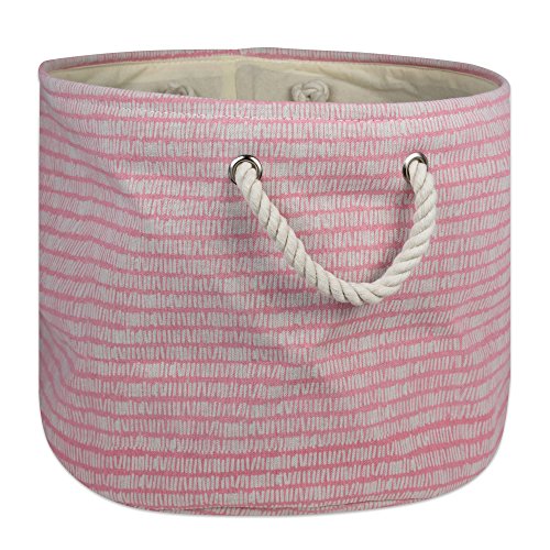 DII Polyester Container with Handles, Keeping Score Storage Bin, Medium Round, Pink Sorbet