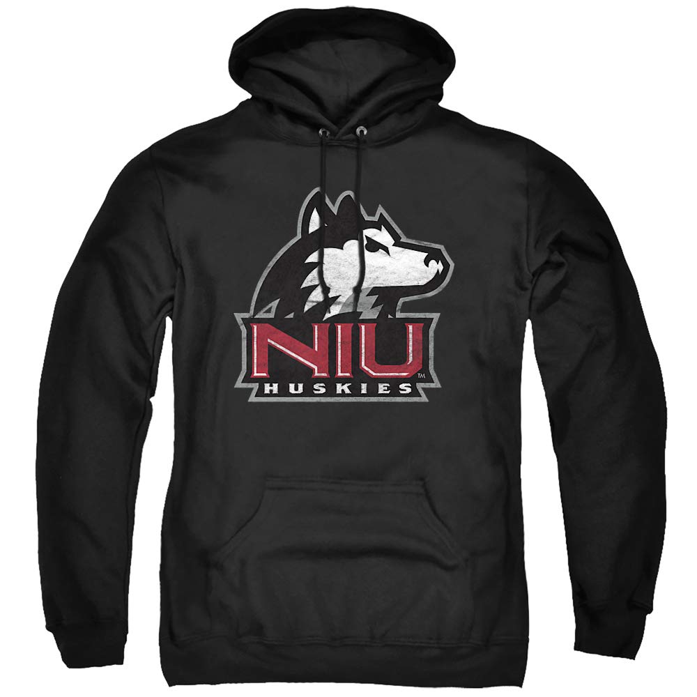 Northern Illinois University Official Distressed Primary Unisex Adult Pull-Over Hoodie ,Black, X-Large CLCNIL200-AFTH-4