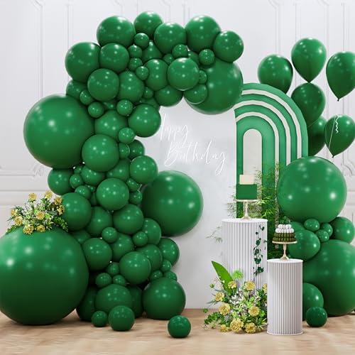 Image of PartyWoo Dark Green Balloons 127pcs Different Sizes of 36 18 12 10 5 Inch Emerald Hunter Forest Green Balloon Arch Kit for Birthday Christmas Graduation Dinosaur Jungle Party Decorations Green-Y56