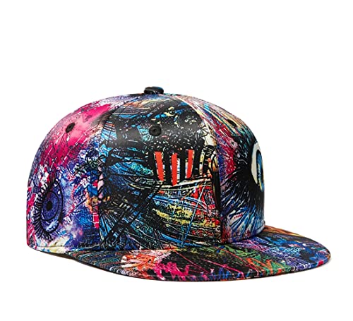 Image of Colorful Graffiti Snapback Hats for Men Women, Abstract Printed Sun Baseball Cap Flat Bill Youth Hip Hop Caps