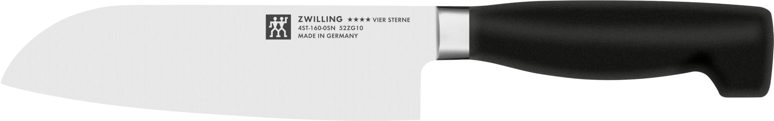 ZWILLING Vier Sterne Santokumesser 16 cm, Rostfreier Spezialstahl, Kunststoff-Griff, Eisgehärtete Klinge, Schwarz, Made in Germany