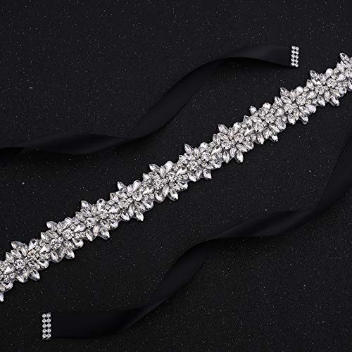 Bridal Belt with Bow Handmade Clear Crystal Sashes Rhinestone Wedding Belt for Bride Dress2