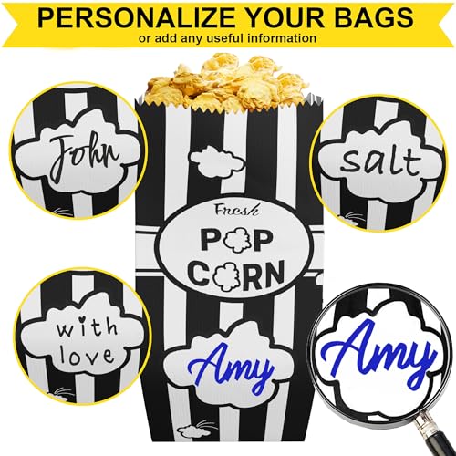 Image of CUSINIUM 1oz Black Paper Popcorn Bags (100-pack) - Carnival Theme - Customizable