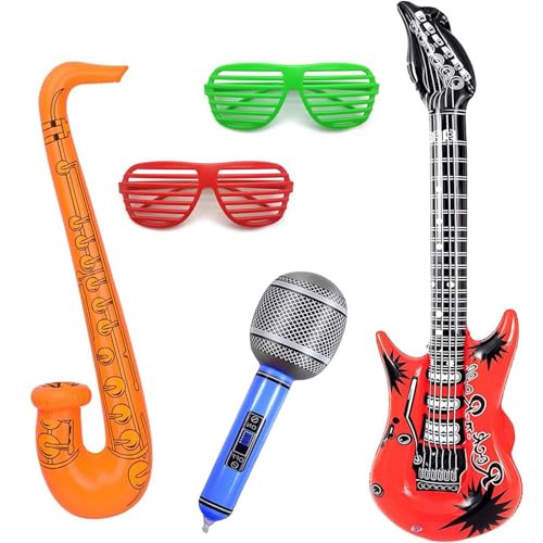 5 piezas de accesorios para caja de fotos, guitarras inflables, guitarras de aire para inflar, caja de fotos, accesorios de boda, guitarra de aire, guitarra inflable, caja de fotos, accesorios de