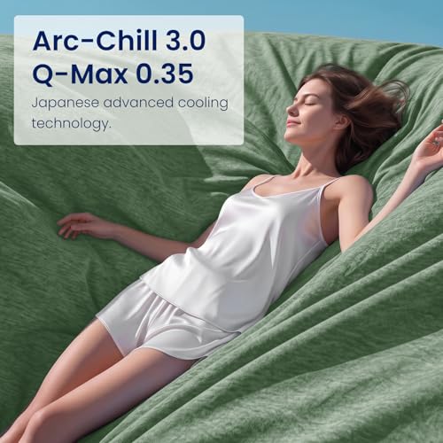 Image of Topcee Cooling Blanket(90 inchx108 inchKing Size) for Night Sweats Absorbs Heat to Keep Adults Cool on Warm Nights, Q-Max 0.5 Cooling Blankets for Hot Sleepers, Ultra-Cool Lightweight Blanket for Bed