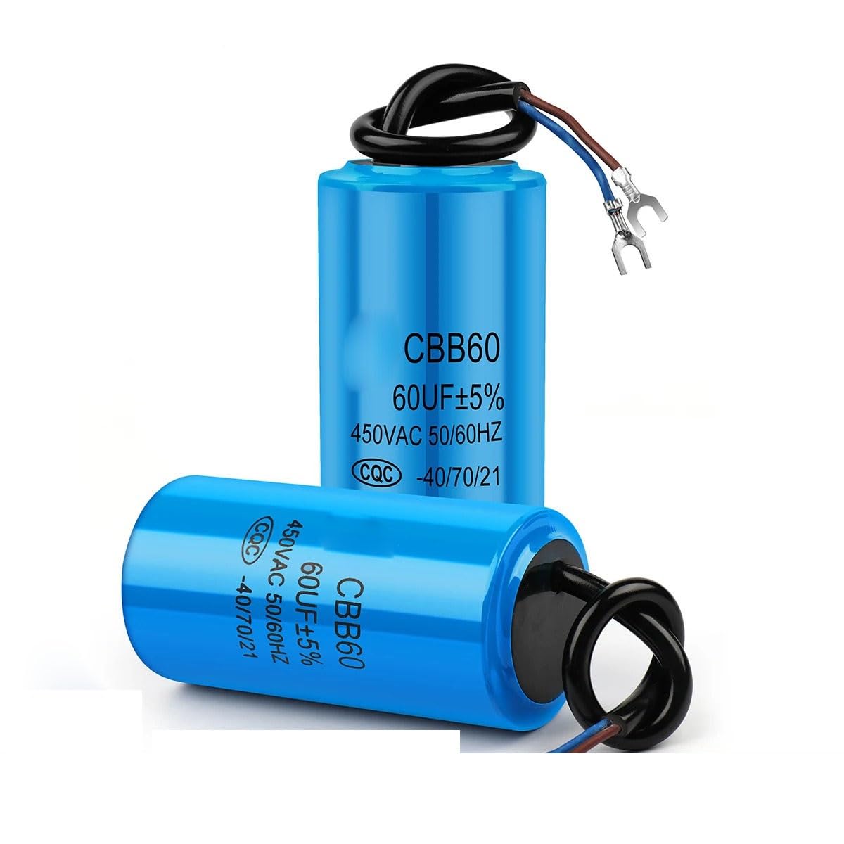 2Pcs CBB60 450V Motor Running Capacitor Series Water Pump Startup Capacitors Start Motor Run 450VAC 3uF-80uF(3UF)