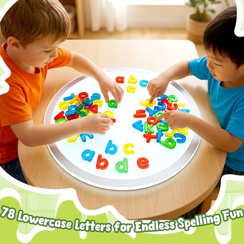 Image of Bbiamsleep 78PCS Plastic Lowercase Letters Light Table Manipulatives | Colorful Transparent Letters Light Table Accessories for Sorting Counting Training Spelling