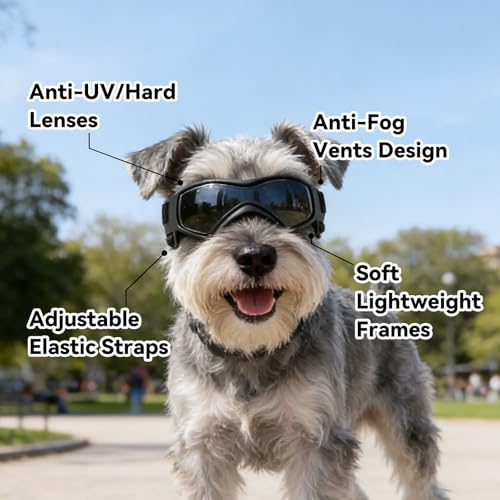 PETLESO Hundebrille Hundeschutzbrille Hunde Sonnenbrille Anti-UV Schutz Augenschutz für Kleine/Mittelgroße Hunde