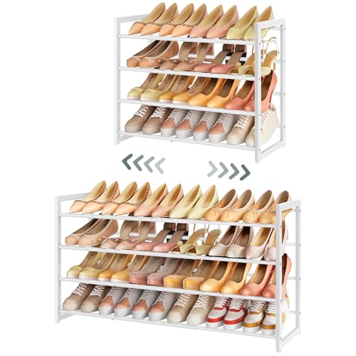 Meuble à chaussures pour entrée étroite : solution extensible 4 niveaux métal - 2