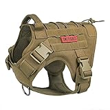 OneTigris Hundegeschirr FIRE WATCHE Taktische Hundeweste MOLLE Hundeausbildung Service Hunde Geschirr 1000D Nylon (S, Braun)