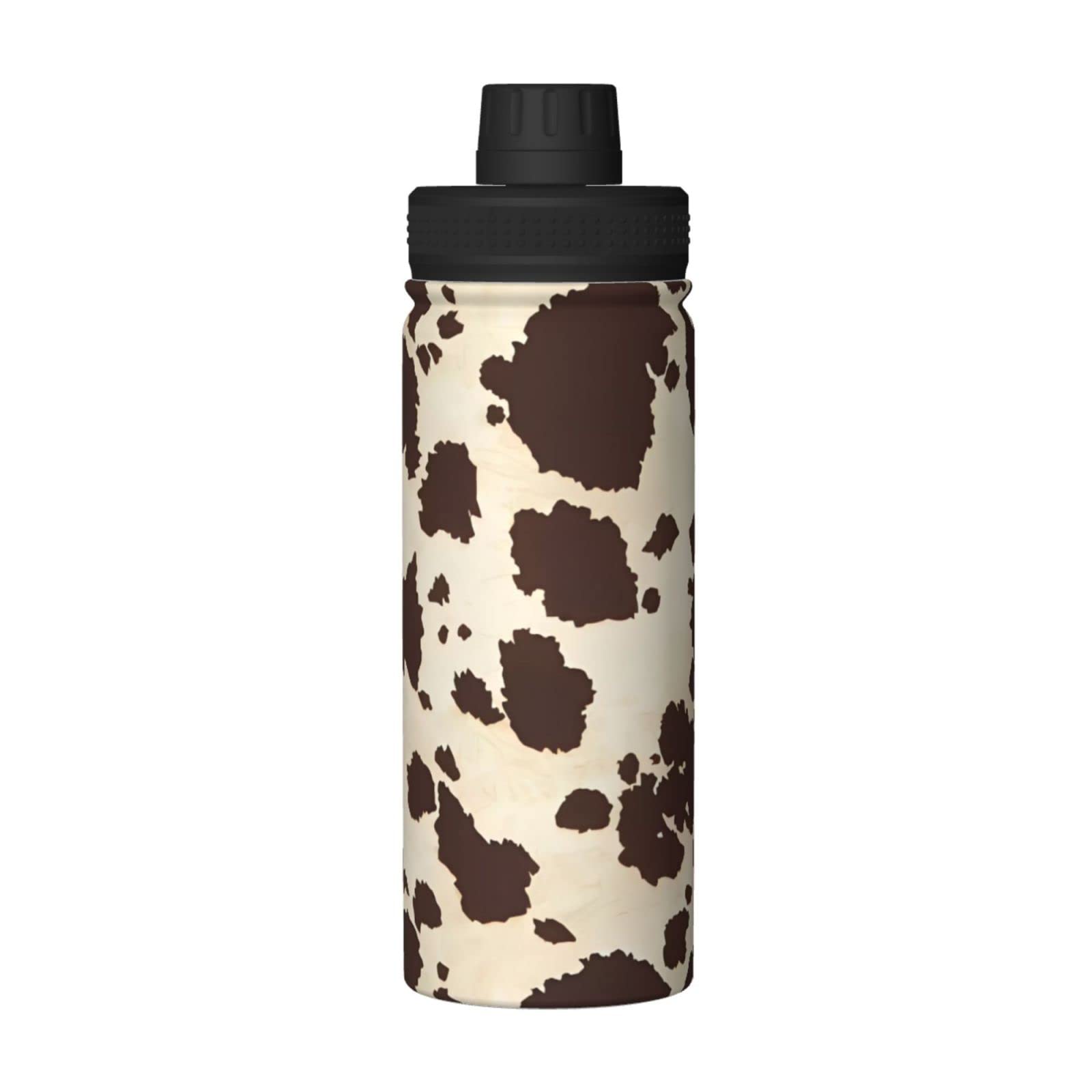 Sport-Trinkflasche aus braunem Rindsleder, 530 ml, isolierte Edelstahl, auslaufsichere Wasserflasche für Reisen, Fitnessstudio, Büro