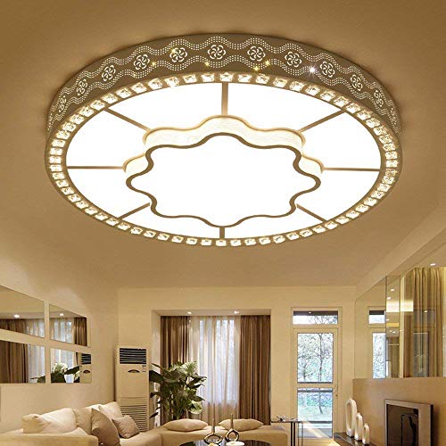 Plafonnier moderne LED circulaire télécommandé en cristal 50cm à luminosité variable GZZ Deng