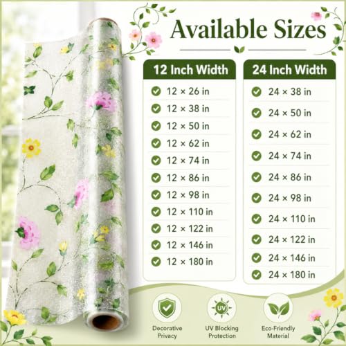Image of Self Adhesive Window Privacy Film for Glass Windows & Doors | UV Blocking, Heat & Glare Reduction | Decorative Frosted Glass Film Easy to Apply (Frosted White with Yellow, 24X120 Inch)