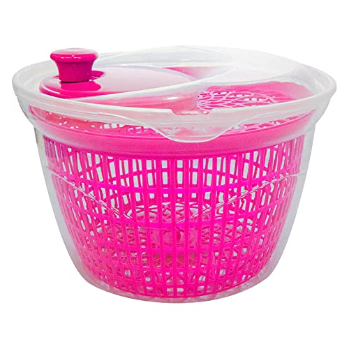 Centrífuga Secadora de Salada de Plástico Rosa 25cm 5L - Casambiente