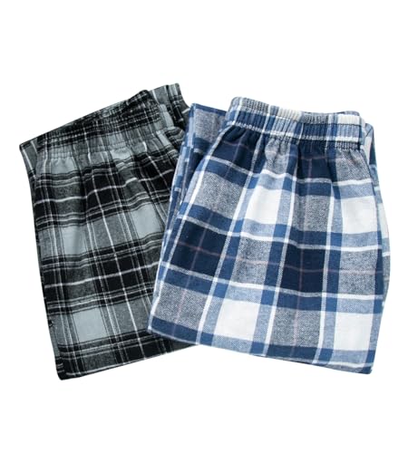 MileyMarla Boy's 100% Cotton Flannel Pajama Lounge Sleep Pants Plaid PJ Bottoms Pockets2