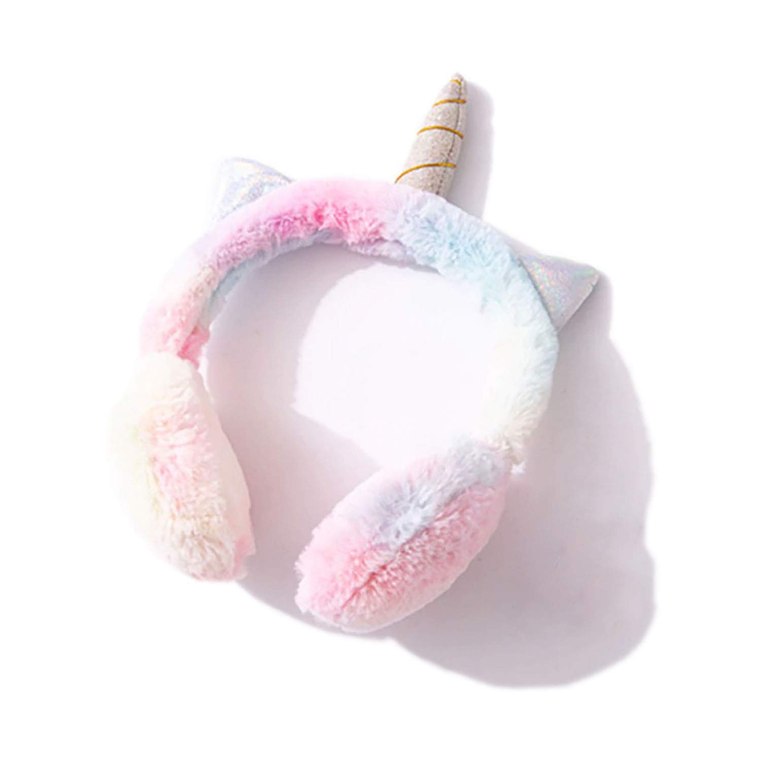 GJSHOPChildren Plush Unicorn Earmuff Ear Muffs Kids Lovely Winter Warmer Ear Muffs Rabbit Fur Thicken (color-multicolor)
