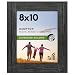 8x10 Charcoal Black Distressed Wood Frame - Made to Display 8x10 Photos - Ready To Hang or Stand With Built in Easel