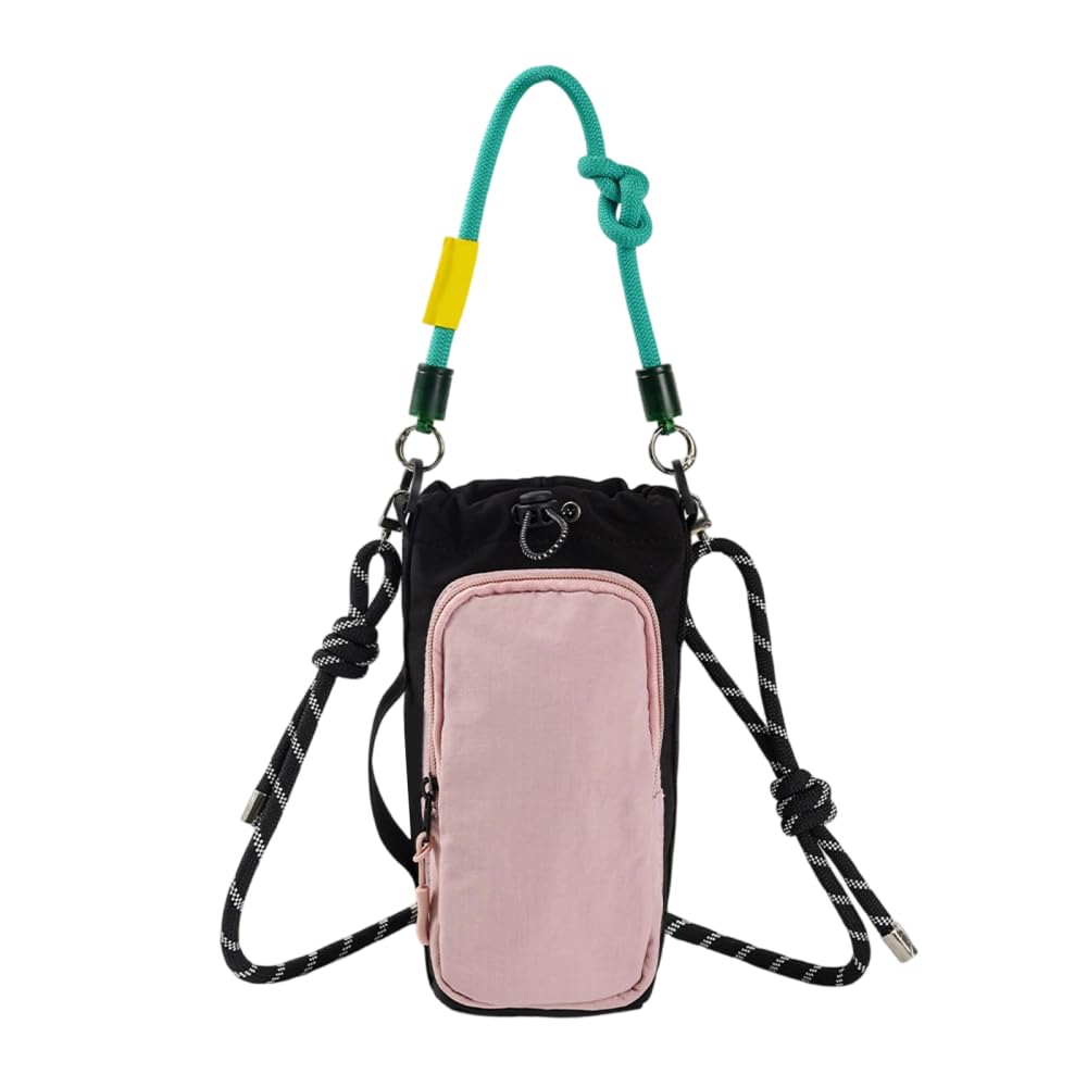 MiOYOOW Water Bottle Carrier Bag, Lightweight Crossbody Sling Bottle Pouch with Pha Pocket for Hiking Travel Camping