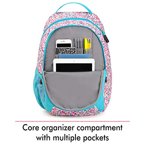 Image of High Sierra Curve Backpack, Prairie Floral /Tropic Teal - All-Around Bag with Large Main Compartment and Media Pocket with USB /Cable Port - Ideal for Travelers, Students, and Athletes