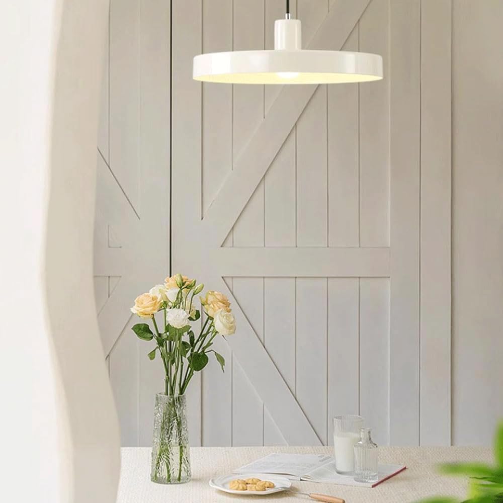 Nowoczesna kremowa lampa wisząca z pojedynczą głowicą z oprawką G9 do sypialni, przy łóżku, gabinetu, 35,8 cm, żyrandol do restauracji, kawiarni, hotelu, balkonu, szatni, oświetlenie (3000 K) (biała)