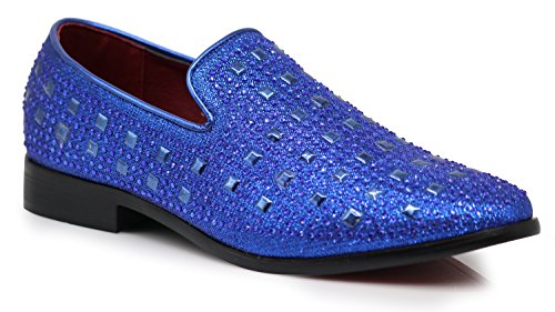 Image of SPK11 Men's Vintage Fashion Rhinestone Designer Dress Loafers Slip On Shoes Classic Tuxedo Dress Shoes