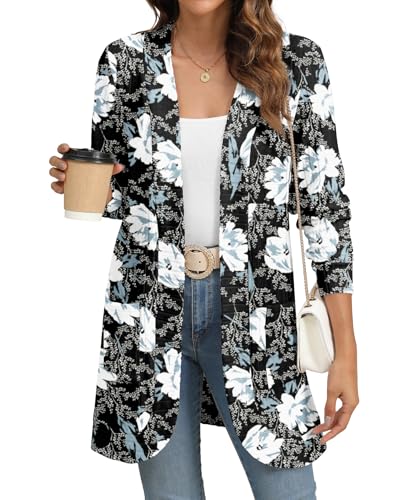 Image of YSYOKOW Cardigan Sweaters for Women Long Sleeve Open Front with Pockets | Long Cardigans for Women Lightweight Soft Casual Dressy Loose Fit Cardigan Sweater with Pockets for Work and Office