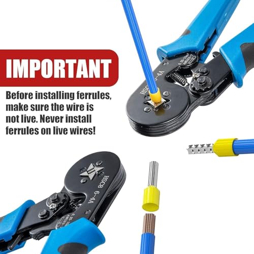 Image of Wire Crimping Tool Kit Ferrule Crimping Plier with 1200pcs Terminals Ferrule Wire Copper Crimp Connector & Crimper Plier Self Adjusting Electrician Ratchet.