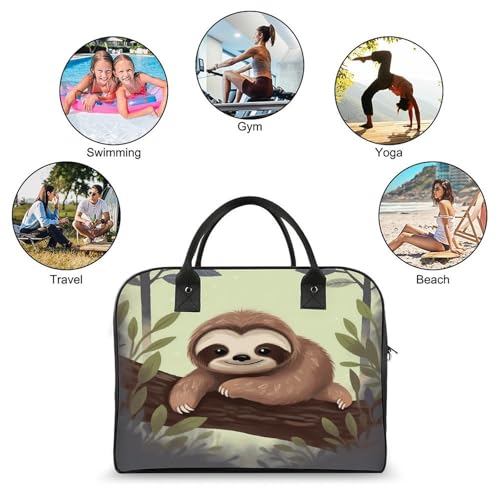 Bolsa Tote Cute Sloth1 con Correa Ajustable y Zipper miniatura 4