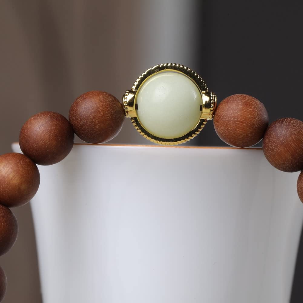 Unisex-Gebetsperlen aus Teakholz, Buddha-Perlen, Japa Mala-Halskette und Armband.