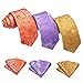 Barry.Wang 6 PCS Men Ties Set Silk Business Fashion Woven Necktie Handkerchief Cufflinks Paisley Stripe Wedding Party