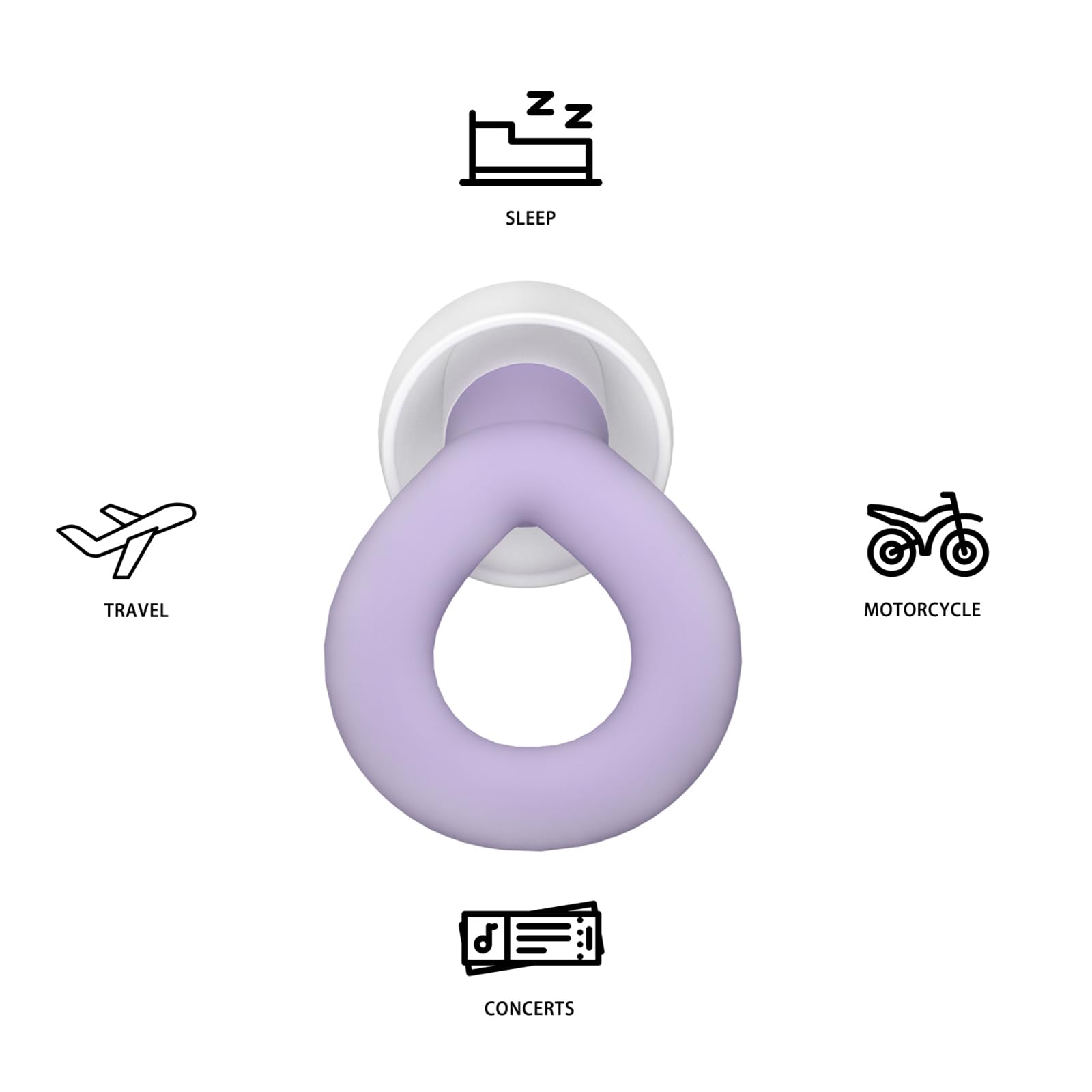 Bouchons d'oreille en silicone pour réduction du bruit, bouchons d'oreilles réutilisables pour réduction du bruit, protection auditive pour concerts, moto, voyage et protection auditive NRR