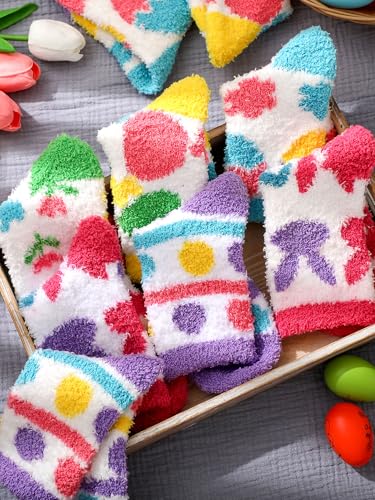 Image of Skicuff 6 Pairs Women Fuzzy Socks Bulk Slipper Warm Sleeping Crew Socks for Women Men Microfiber Soft Holiday Teacher Gifts