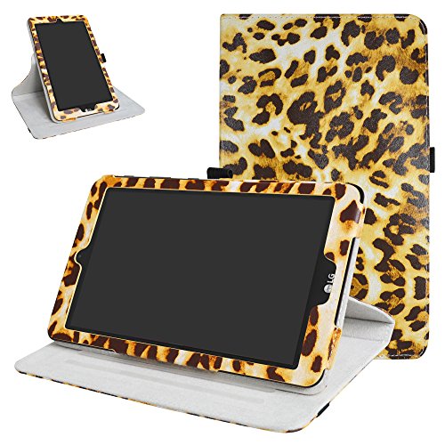 T-Mobile for LG G Pad X2 8.0 Plus Rotating Case,Mama Mouth 360 Degree Rotary Stand with Cute Pattern Cover for LG G Pad X2 8.0 Plus V530 / Sprint G Pad F2 8.0 LK460 Tablet,Leopard Brown